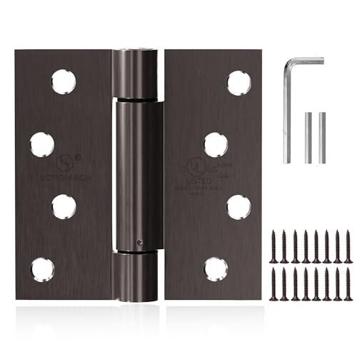 Self Closing Hinge 4 Inch Oil Rubbed Bronze Auto Close Door Hinges Adjustable 4 Inch Spring Hinges 4"x 4" Door Closer Hinge Square Corner for Commercial Grade Auto Self-Closing UL Listed, 1 Pack