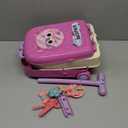 deAO 3 in 1 Toddler Vanity Makeup Table Girls Vanity & Suitcase Set with Fashion Accessories Pretend Play Travel Suitcase Fashion Beauty Set for Girls