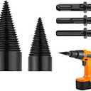 Wood Splitter Drill Bits, 5Pcs Firewood Log Drill Bits, 32MM + 42MM Heavy Duty Electric Drills Screw Cone Driver with Round + Hex + Square Shank for Electric Drill Machine