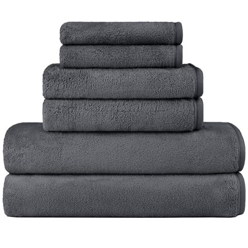 Orighty 4-Piece Towel Set - Soft & Lightweight -  Bath Towels, Hand Towels, and  Wash Cloths - Absorbent & Quick Drying Microfiber Towel for Multipurpose, Bathroom, Gym, Sport, Yoga, Travel-Grey