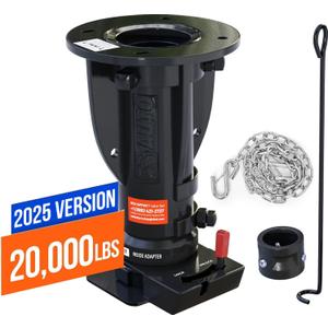 Fifth Wheel to Gooseneck Cushioned Trailer Hitch Adapter - 12" to 16" Adjustable Height Converter Gooseneck Trailer Hitch Adapter (Black) Fifth Wheel to Gooseneck Cushioned Trailer Hitch Adapter - 12" to 16" Adjustable Height Converter Gooseneck Trailer Hitch Adapter (Black)