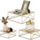 NUPTIO Cake Stand Dessert Display: Gold Cupcake Stands Set of 3 Metal Food Risers for Buffet Table Pedestal Serving Tray for Wedding Anniversary Reception Ceremony Modern Plant Stand 8 10 12 Inch