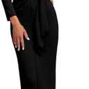 Cicy Bell Womens Long Sleeve Maxi Dress Bodycon Tie Waist Fall Elegant Crew Neck Cocktail Party Dress Medium