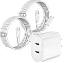 iPhone Charger,Dual Port USB C iPhone Charger Fast Charging Block,Super Fast Apple Double Type C Wall Chargers,2Pack 10FT Quick USB C Lightning Cable for iPhone 14 Pro Max/13 Pro/12/11/MiNi/XS/XR/8/SE (White)
