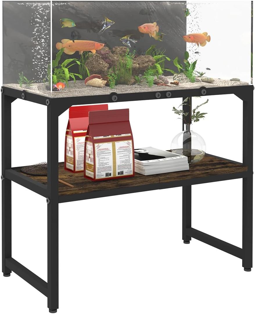 20 Gallon High Rimless Fish Tank Stand with Shelf for Storage, 2 Tiers Metal Aquarium Stand, Breeder Tank Turtle Reptile Terrariums Stand Rack for Home Office, 24" L x 12" W x 20.5" H, Black 20 Gallon High Rimless Fish Tank Stand with Shelf for Storage, 2 Tiers Metal Aquarium Stand, Breeder Tank Turtle Reptile Terrariums Stand Rack for Home Office, 24" L x 12" W x 20.5" H, Black