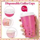 Jingmore 80 Pcs Pink and Gold Disposable Coffee Cups with Lids 12oz Gold Foil Dot Gradient Paper Cups for Hot Cold Beverage Water Tea Party Wedding Baby Shower Birthday Supplies