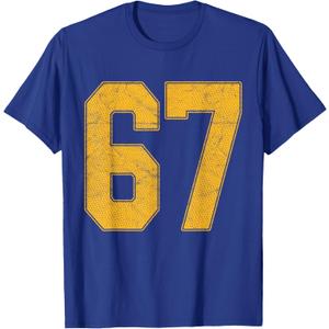 Number 67 Numbered Uniform Sports Team Jersey 67th Birthday T-Shirt S