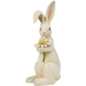 Newman House Studio Easter-Decorations - Spring Bunny Decor - Table Centerpiece - Spring Figurines - Indoor Bunny Statues with Flower Farmhouse Office Room Decor for Table Decor 5 * 4.25 * 11.75 inch