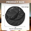 Sanwuta Crokinole Board Carrying Case 33 Inch Universal with Hook and Loop Pocket and Adjustable Strap Fits Octagonal Board Tabletop Game Bag