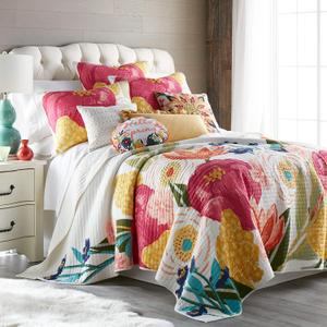 Levtex Home - Grandiflora Quilt Set - King/Cal King Quilt + Two King Pillow Shams - Multicolor Bold Contemporary Floral - Quilt Size (106x92in.) and Two Pillow Sham Size (36x20in.) - Cotton