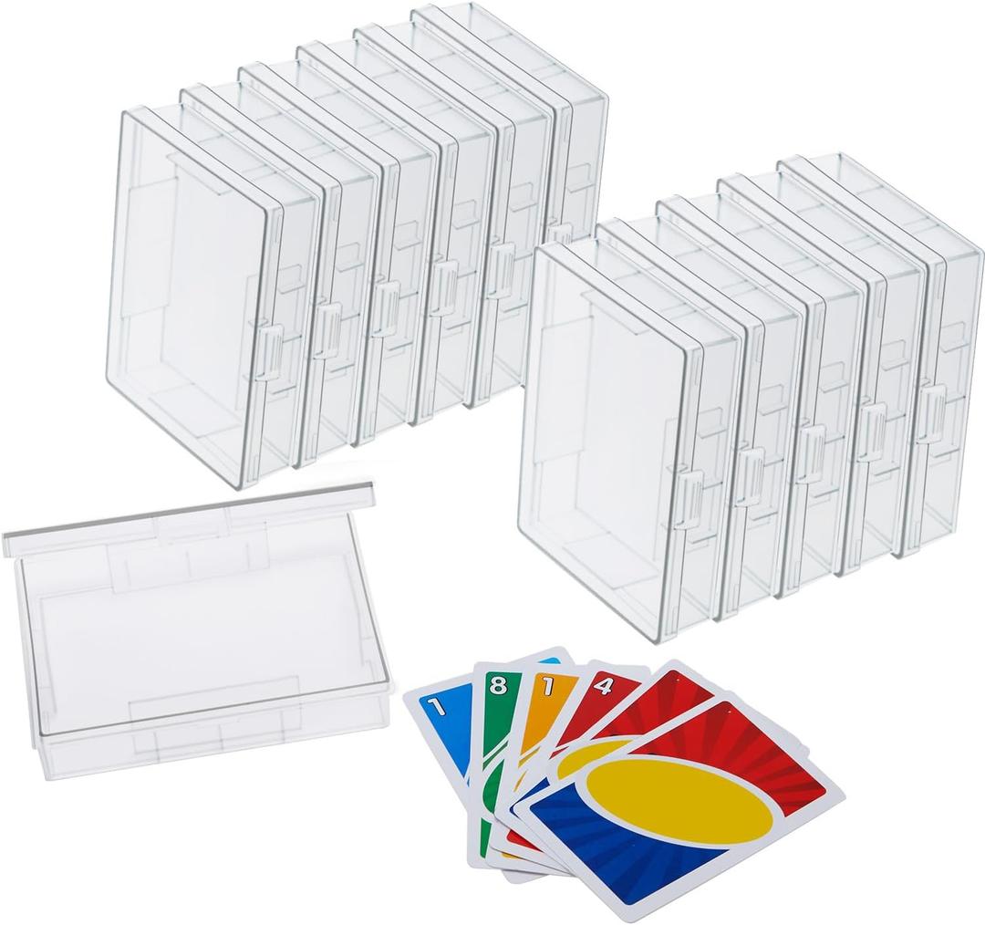Blulu 12 Pcs Card Deck Boxes Empty Plastic Storage Box Clear Playing Card Case Holder Game Organizers Container, Snaps Closed