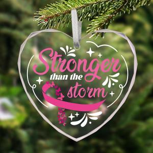 2 x Breast Cancer Gift for Women, Breast Cancer Christmas Ornaments Pink Heart Hanging, Encouragement Hope Gift for Cancer Patients and Survivors, Chemo Christmas Ornaments Gifts