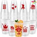 JOYIN 48 Pcs Red Class of 2025 Graduation Party decorations Cups, 16 Oz Disposable Plastic Cups, Grad Decor Party Supplies with 24 Fun Designs for College & High School Celebrations