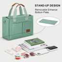 KKXIU Large Canvas Tote Bag for Women with Zipper and Compartments Crossbody Work Bible Messenger Purse Bag With Pockets