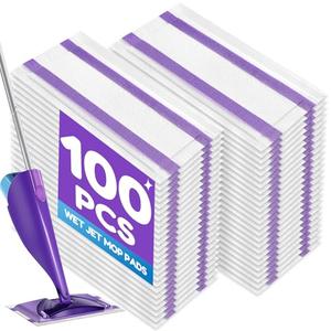 FURCIELOS 100 Count Disposable WetJet Pads Refills Compatible with Swiffer WetJet Spray Mop, Multi Surface Dry Mop Pads for Hardwood Floor Cleaning, Unscented