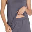 GYS Women's Bamboo Viscose Pajamas Set - Sleeveless Tank Top and Sleep Shorts Summer Pjs Lightweight Cooling Sleepwear (Medium, Dark Grey)