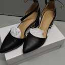 BCTEX COLL Womens Pointed Toe Pumps Shoes Ankle Strap Chunky Low Heels Metal Lined Sandals Designed for Women Size 7.5