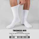 MUQU Mens White Crew Socks - Sports Thin Athletic Breathable Running Long Socks 6 Pairs (White, L)