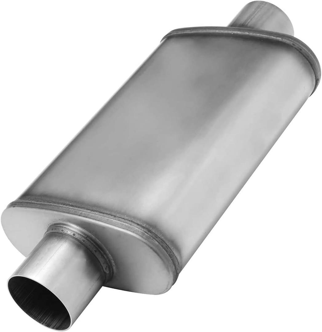 2.75 inch Exhaust Muffler,Straight-Through Performance Muffler Resonator with Universal Stainless Steel muffler for Cars, Trucks(2.75''Inlet/Outlet)