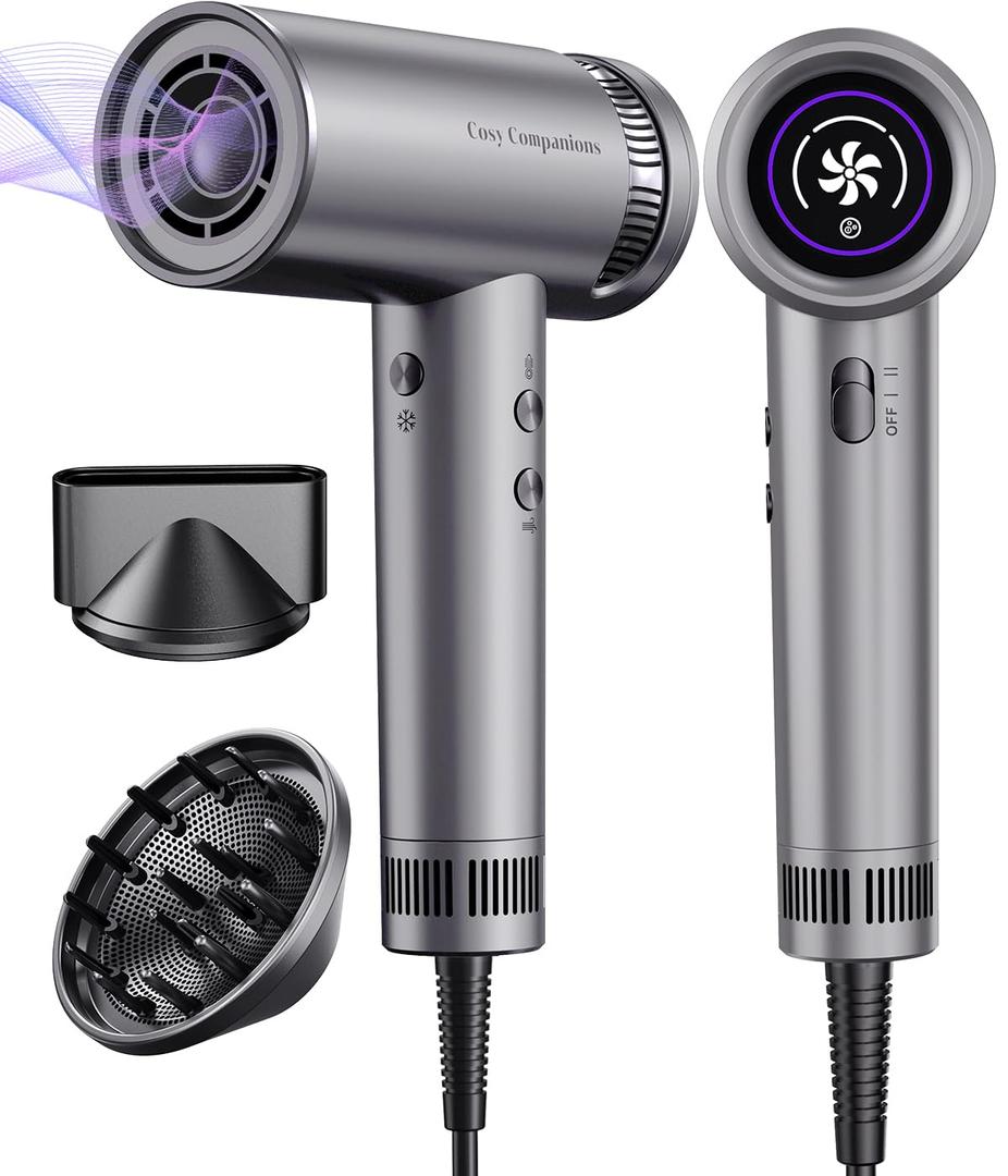 Hair Dryer with Magnetic Attachments, Professional Negative Ionic Blowdryer, 5X Fast Dry