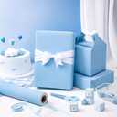 WRAPAHOLIC Kraft Baby Blue Wrapping Paper Roll - Mini Roll - 17 Inch x 33 Feet - Solid Color Baby Blue Wrapping Paper Perfect for Baby Shower, Boys Birthday, Wedding