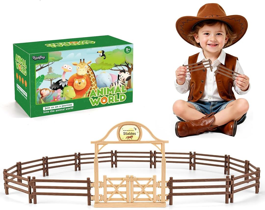 14PCS Horse Paddock with Entry Gate Toys for Kids Age 3-5 5-7 4-8 Years Olds Boys Girls, Educational Farm Horse Toys for Toddlers Age 3 4 5 6 7 8 9 10