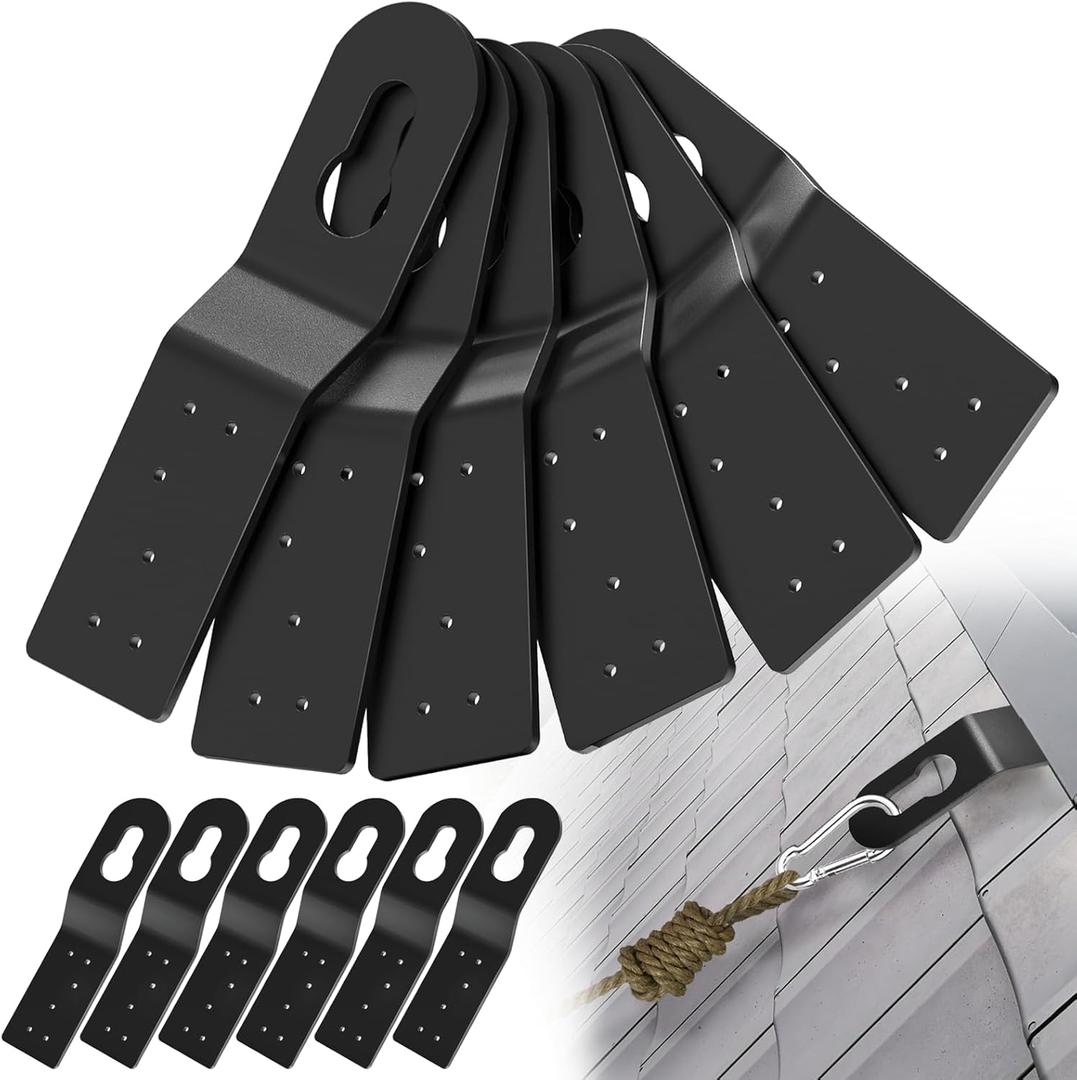 12 Pcs Roof Anchor Hitch Clips - Black, Permanent, Connects To Wood Surfaces, Use With Roofing Harness, Safety Ropes