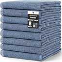 Homaxy Premium Kitchen Towels(18x 28, 8 Pack), Large Cotton Kitchen Hand Towels, Flat and Terry Dish Towels, 380 GSM Highly Absorbent Tea Towel Set with Hanging Loop, Navy Blue