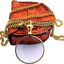 Brass Magnifying Glass, Optical Magnifier Lens with Necklace Chain Monocle for Library Reading Fine Print Zooming Increase Vision