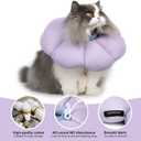 Cat Cone Collar,Cute Waterproof Cat Recovery Collar,Anti-Bite Lick Wound Healing Safety Elizabethan e Collar for Cats,Purple Flower All-Season Style (Purple, S)