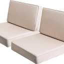 AAAAAcessories Outdoor Deep Seat Cushions, Foam Pillow, Waterproof, Fade-Resistant Patio Furniture Replacement Cushions, 24" x 24" x 5", Set of 2, Khaki Beige (24x24-19'' Mid Back-2 Count)