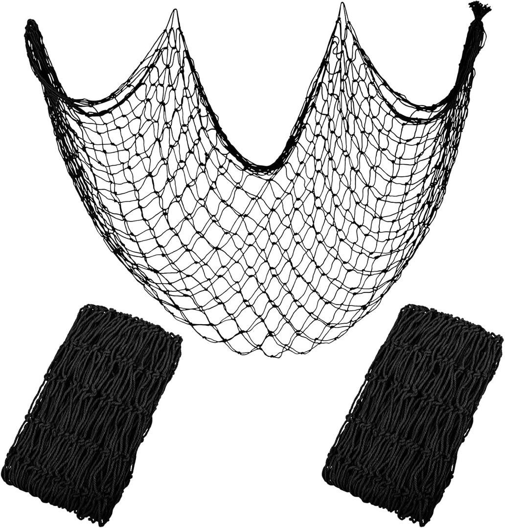 2 Pack Fish Net Decorations for Party (Black)