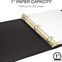 Samsill Leather Binder, Classic Collection, 3 Ring, Executive Presentation Portfolio, 1 Inch (Holds 200 Sheets), Brass Round Ring, Black