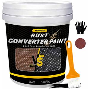 2-in-1 Rust Converter & Metal Primer 35oz Black - Rust Inhibitor Paint for Metal, Rust Reformer & Corrosion Protection, Heat Resistant Anti Rust Coating for Automotive Frames, Trailers& Tools