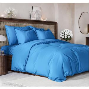 Duvet Cover Full Size Set - Extra Soft Full Size Duvet Cover 80 x 90 with 2 Pillow Shams - Hotel Luxury Easy Care and Fade Free w/ Zipper Closures & Ties - Comfy Breathable Bedding Set (Royal Blue)