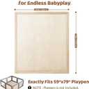 Baby Play Mat for Floor, 1.3 Inch Thick Memory Foam Tummy Time Mat with Non Slip Backing, Soft Coral Velvet 59X79 Inch Playpen Mat Crawling Tatami for Infants Toddlers Kids, Beige