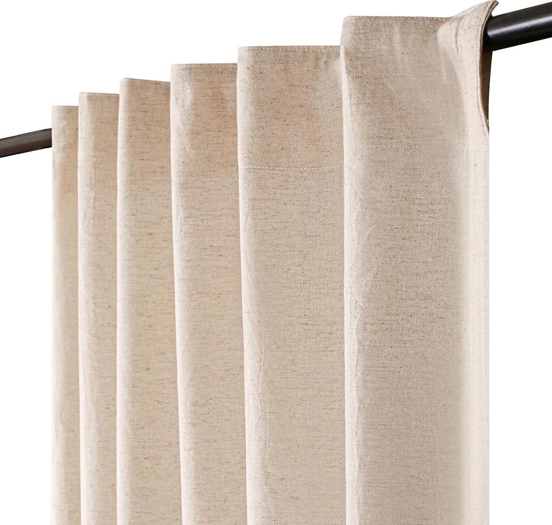 Natural Linen 50x84 Inch Tab Top Set of 2  Flax Farmhouse Drapes for Living Room & Bedroom  Taupe Window Panels  Rustic Neutral Decor  Thanksgiving & Holiday Ready