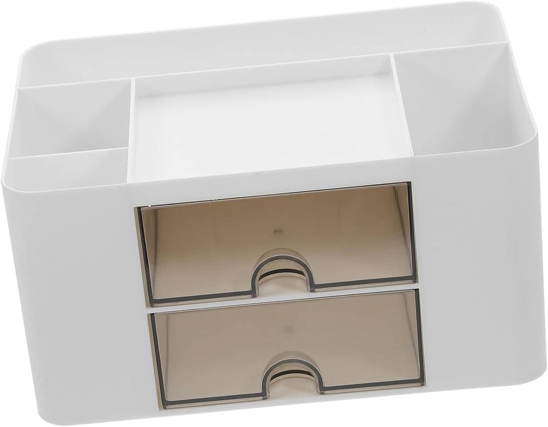 Multi Function Desk Organizer with Drawer Versatile Storage Box for Stationery Cosmetics for Office Dorm Home Use Stylish Design