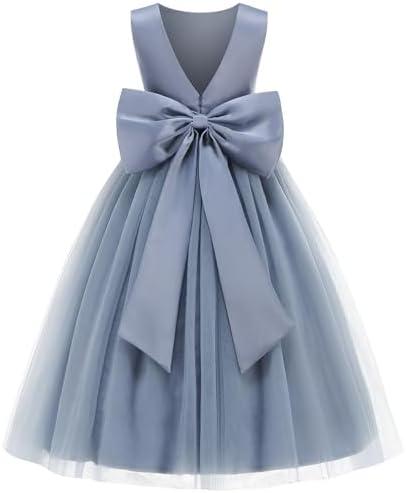 Galluria Flower Girl Dress Girls Dresses Wedding Satin V-Back Pearls for Pageant Prom Ball Gowns Party 130