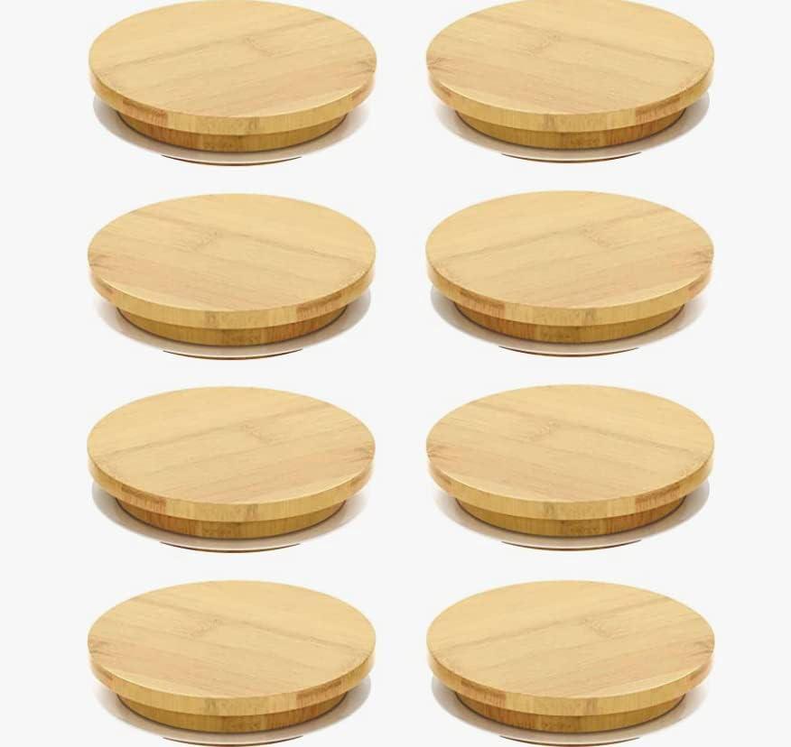 Bamboo Wooden Mason Jar Lids Regular Mouth, ECO friendly - Fits Standard Size Mason, Ball and Glass Canning Jars - Set of 8