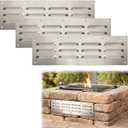 3 Pack Stainless Steel Venting Panel for Grill Accessory, Rectangle Grill Vent Cover Stainless Steel Stove Vent Cover Fire Pit Screen for Masonry Fire Pits & Outdoor Kitchen, 15x4.5 Inches