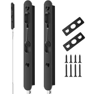Blulu 2 Pcs 18 Inch Extended Flip Lever Flush Bolt for Double Door, Extra Long Heavy Duty Zinc Alloy French Door Locks Hardware (Matte Black)