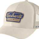 Carhartt Men's 106738 Rugged Flex Twill Mesh-Back Script Patch Cap (Chalk)