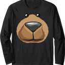 Cute Bear Face Costume Funny Halloween Teddy DIY Gift Long Sleeve T-Shirt S