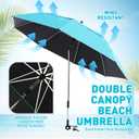 Nuanchu 2 Pack 49" Double Canopy Beach Umbrella with Clamp
