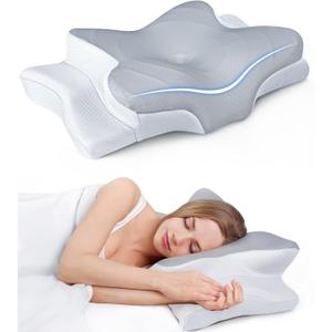 Ultra Pain Relief Cooling Pillow for Neck Support, Adjustable Cervical Pillow Cozy Sleeping, Odorless Ergonomic Contour Memory Foam Pillows, Orthopedic Bed Pillow for Side Back Stomach Sleeper