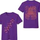 Halloween Shirts for Women Halloween Bats T-Shirt Haunted-Themed Front and Back Printing Tee Tops (Purple, L)