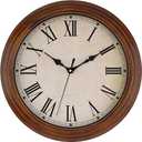 Foxtop Wood Wall Clock 14 Inch Silent Non-Ticking Battery Operated Large Retro Wooden Clock Decorative for Living Room Bedroom Kitchen Home Office (Roman Numerals)