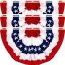 3  6 FT 4th of July Decorations, 3 PCS Extra Large American Pleated Fan Flag, Patriotic Fourth of July Bunting Flag, Red White and Blue Banner for Independence Day Parade Outdoor Decor
