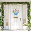 Spring door decorations Welcome hanging doorplate Outdoor wooden ornament for Farmhouse Porch Easter Party Home Seasonal Supplies